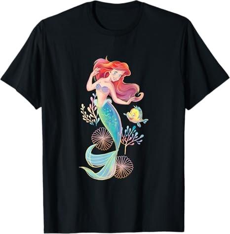 The Little Mermaid Ariel Flounder Black TShirt S
