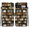 Handmade PU Leather Flip Case for Google Pixel 7 Pro Anti-Slip Shockproof Cover with Wrist Strap & Heart/Rose Cat Designs
