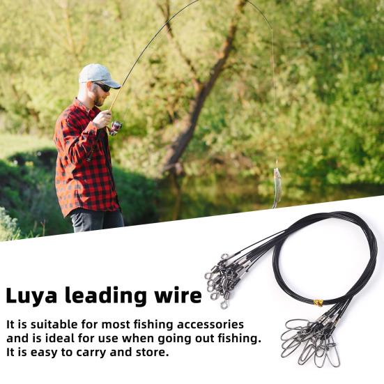 

10Pcs Anti-Bite Steel Fishing Line Wire Leader Lightweight Portable Easy to Install Lead Core Leash Fishing Wire Accessories чорний