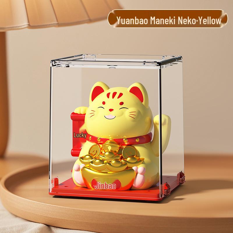 Solar Mini Waving Cat Model - Automatic Shaking Hand Ornament for Office, Desk, Car, or Gift