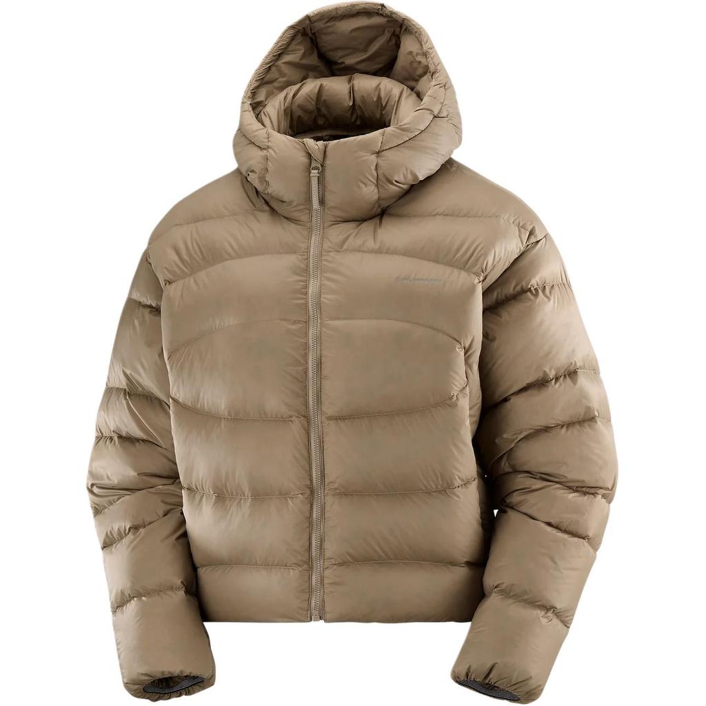 Salomon Outline Novelty Down Hooded Zipper Solid Long Sleeve Jacket Women Jacket Light-Brown LC2277400
