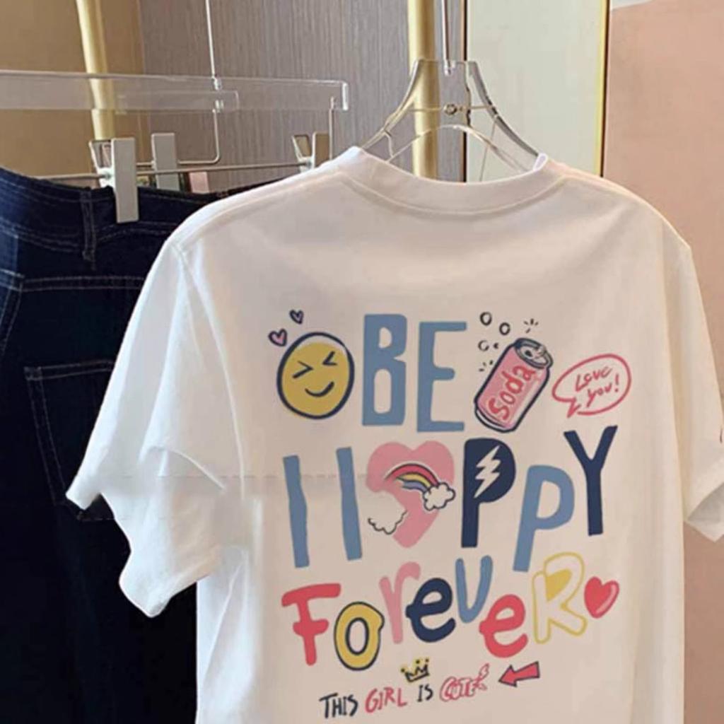 White Cotton Short-sleeved T-shirt Women's American Foreign Style Loose Retro Versatile Top Tide