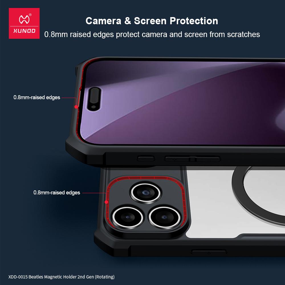 XUNDD For iPhone 17 Pro Max iPhone 17 Air Casing Airbag Shockproof Protective Case Luxury Phone Cover With Rotatable Magnetic Holder Stand