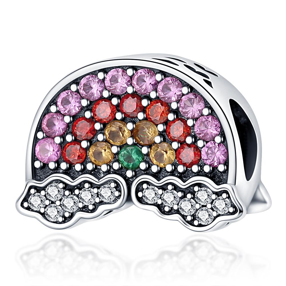 S925 Silver Colorful Rainbow White Clouds Sparkling Original Design Beads Fit  Charms Bracelet Bangles Women Girls Jewelry