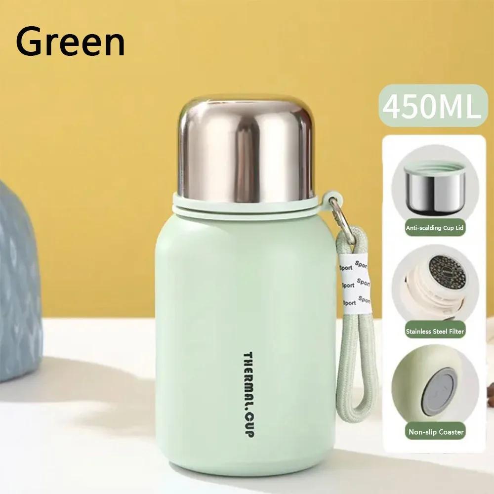 New 450ML Insulated Bottle Portable Stainless Steel Tumbler Keep Cold Water Cup Travel Use 450ML зелёный