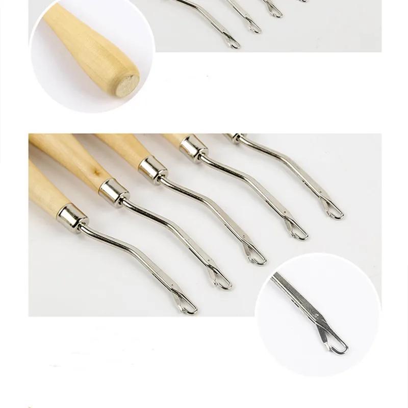 Hot Sale 1Pc Latch Hook Rug Kits DIY Latch Crochet Hook Wooden Handle Needle Puller Tool for Canvas Mat Rug Craft Handmade Tools
