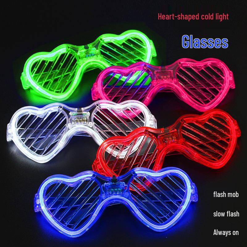 Heart-Shaped LED Glasses - Luminous Fluorescent Light-Up Toy for Kids and Events