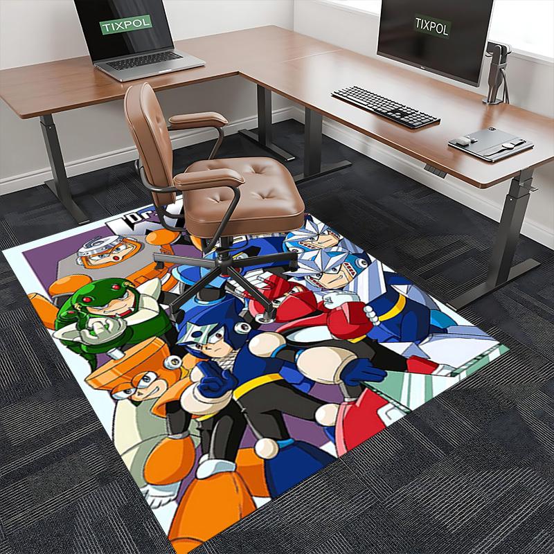 1pc Anime Mega Man Chair Mat - Office Desk Carpet, Non-Slip Rug for Home Decor, Gaming Room, Bedroom, Living Area, Birthday Gift, Seasonal Decoration.