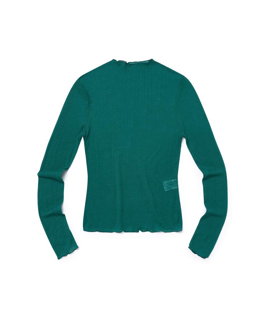 PLUNASTUDIO Mock Neck See-Through Top (Green)