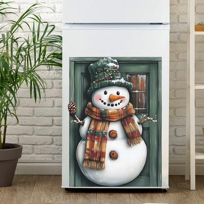 Fun-f352 Cartone animato Natale Sciarpa Pupazzo di neve Adesivo per frigorifero Abbellimento dell'atmosfera domestica Adesivi murali decorativi