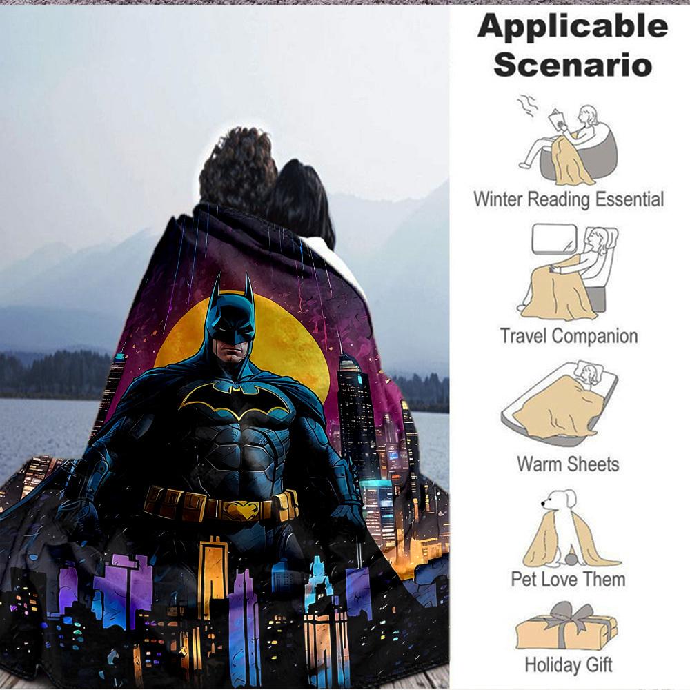 1pc Batman Blanket Lightweight Flannel Throw For Sofa, Bed, Travel, Livingroom, Office, Couch, Chair, And Bed