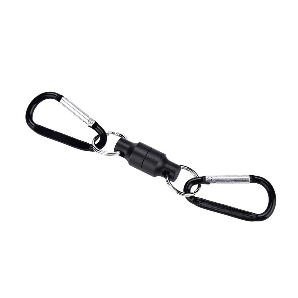 Magnet Buckle Fly Fishing Magnetic Net Release Clip Hanging Holder Lanyard Clip(Double, Black)