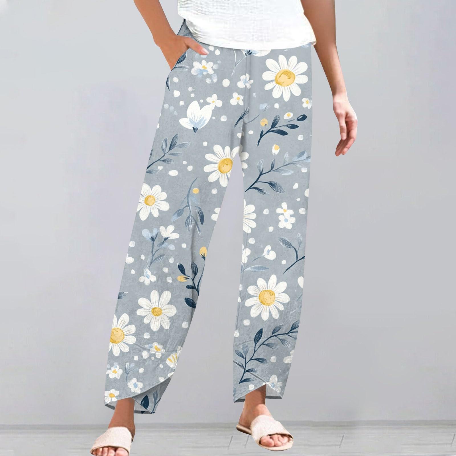 

Штани для жінок літні повсякденні широкі штани з еластичною талією та кишенями XL небо синє кольору