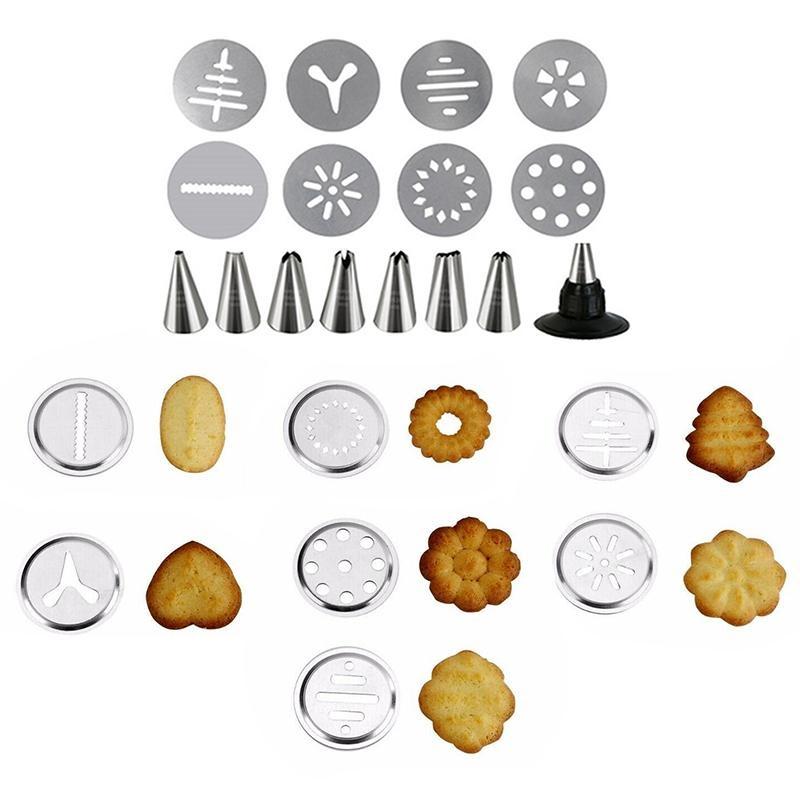 Stainless Steel Cake Cream Decoration Gun Set Biscuit Making Machine Nozzle Mold Kitchen Baking Tool