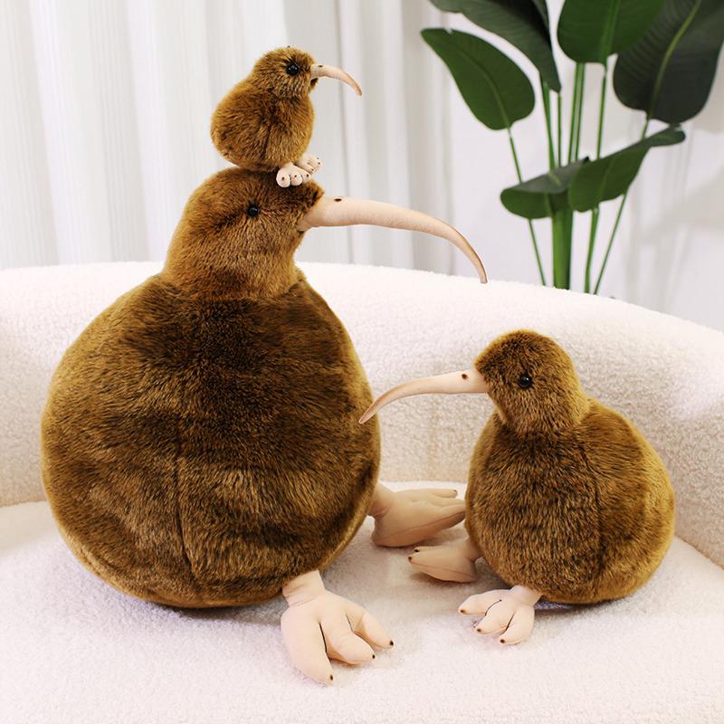 Simulation Brown Kiwi Bird Plush Pendant Stuffed Fluffy Animal Small Plushie With Lobster Clip Decor For Bag Gift