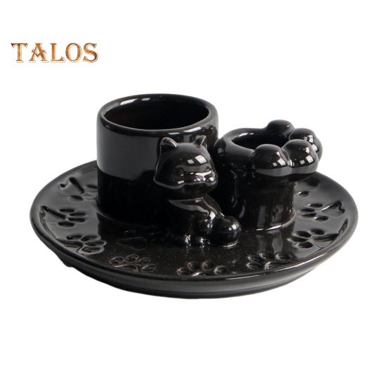 Porte-Palo Santo 4-en-1 Brûleur d'Encens Porte-Bougie Porte-Encens en Céramique Plateau Récupérateur de Cendres pour Méditation Salle de Yoga Chambre