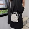 Vintage Top Handle Pearl Women Handbag Summer Hollow Out Beach Bucket Girl Shoulder Crossbody Bag