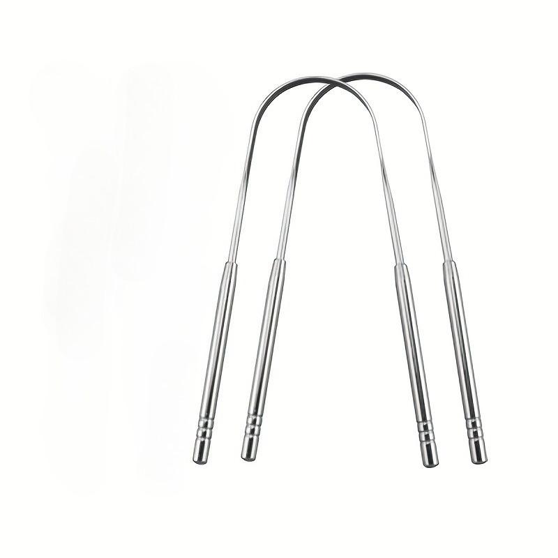 

1/2Pcs Stainless Steel Tongue Scraper U-Shaped Metal Fresh Breath Cleaning Coated Tongue Toothbrush Oral Hygiene Care Tools