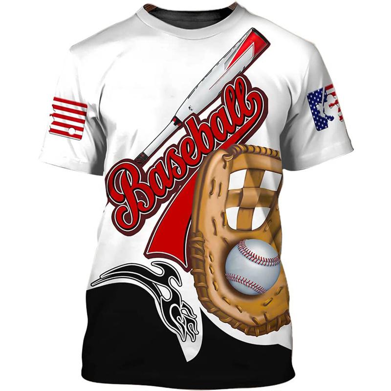 Hot Sale Baseball Pattern Printing Personality 3D Printed T-shirt Sports Softball Unisex Quick-drying Short-sleeved T Shirt Top