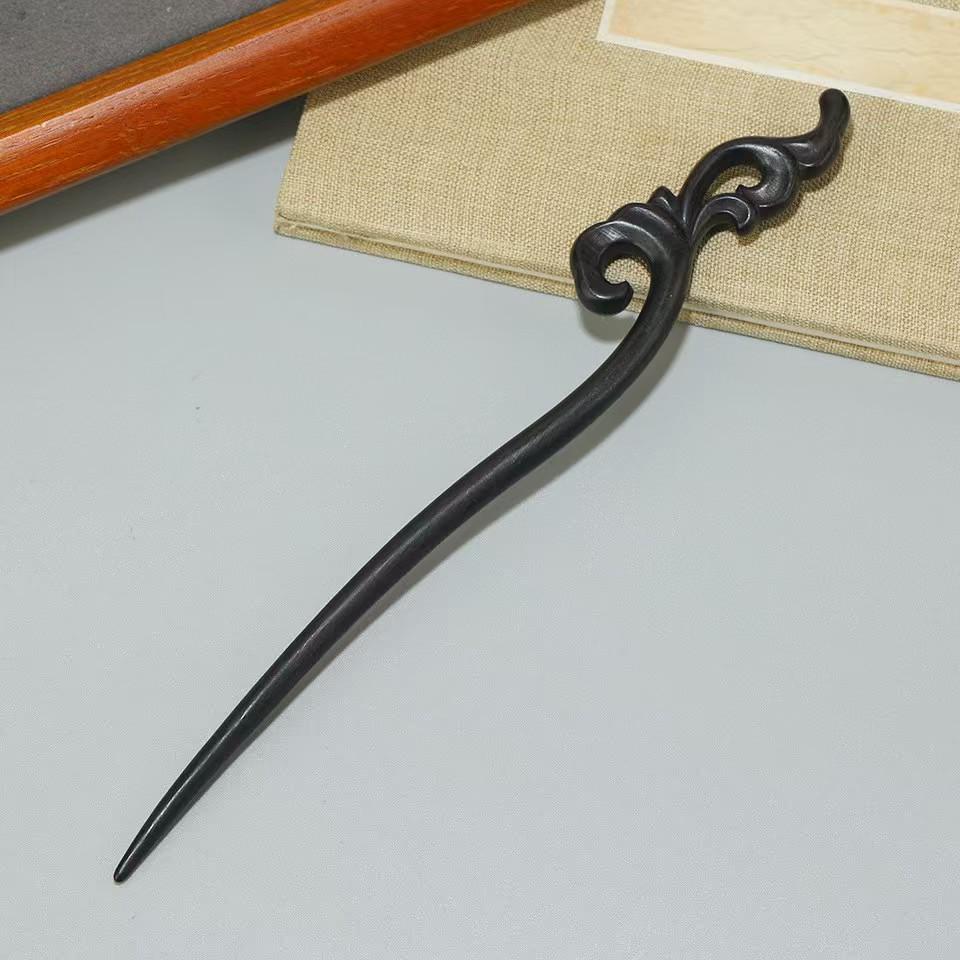 Retro Chinese Sandalwood Hairpin - Classic Carved Wooden Hair Accessory