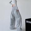 Women's High-Waist American-Style Grey Sweatpants, Cargo Wide Leg, Spring/Autumn 2025 Collection
