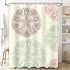 Beautiful Mandala Pattern Shower Curtain Set for Bathroom Decor Pink, Green Beige Colors Included with Hooks 72x84 inches Size