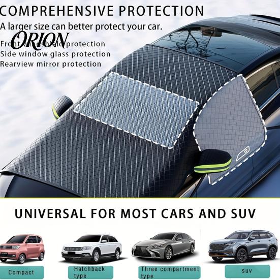 Front Window Snow Guard Car Windshield Cover, Thickened Magnetic Half Cover with Cotton All Weather Shield Lining, Winter Frost Ice for Auto