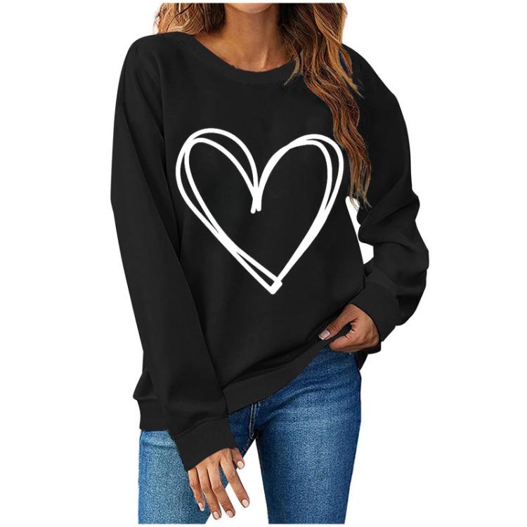 Women Casual Loose Love Round Neck Sweater