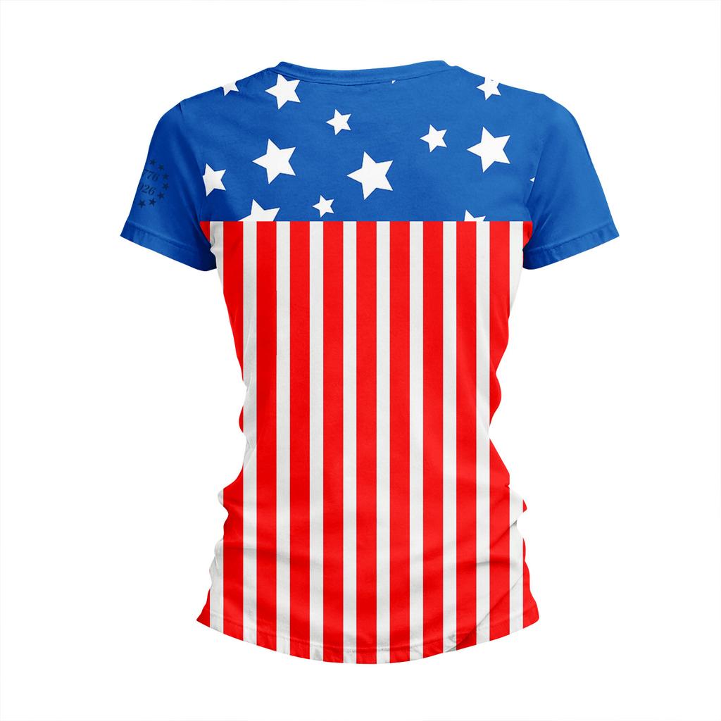 Women's Short-sleeved Top, Casual Slim Fit Women's Round Neck Short-sleeved Printed Shirt