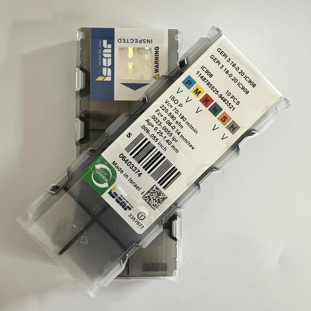 ISCAR / GEPI3.18-0.20 IC908   Industrial indexable carbide inserts 10 Pcs
