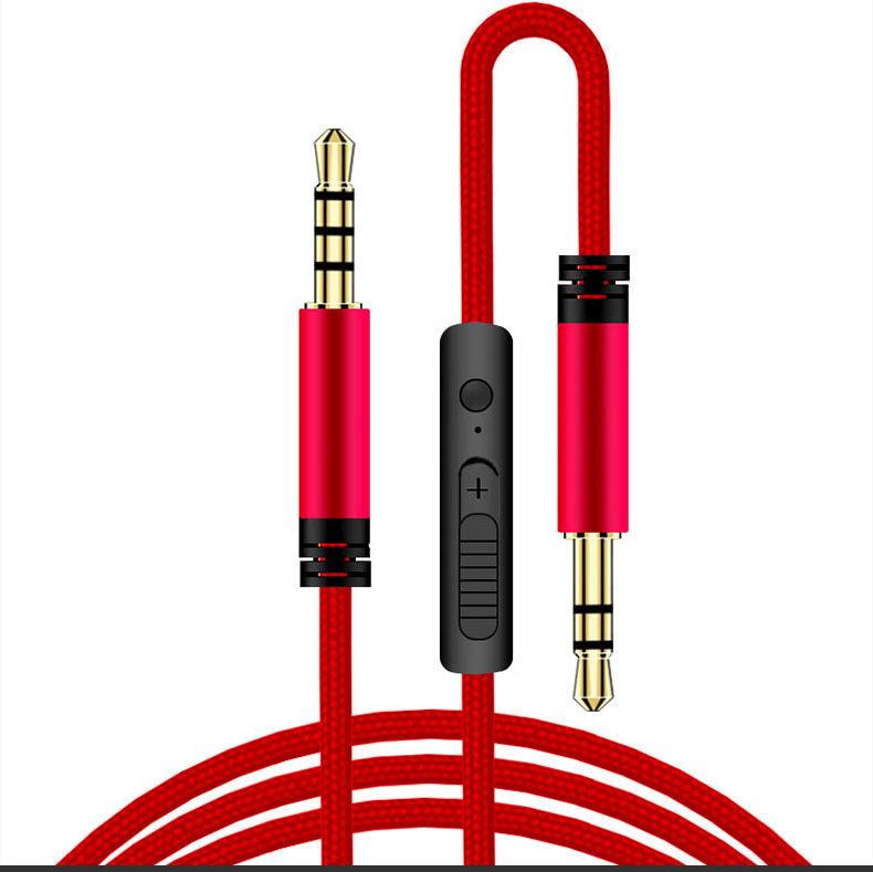 3.5mm Male-to-Male Audio Recording Cable with Microphone and In-Line Volume Control