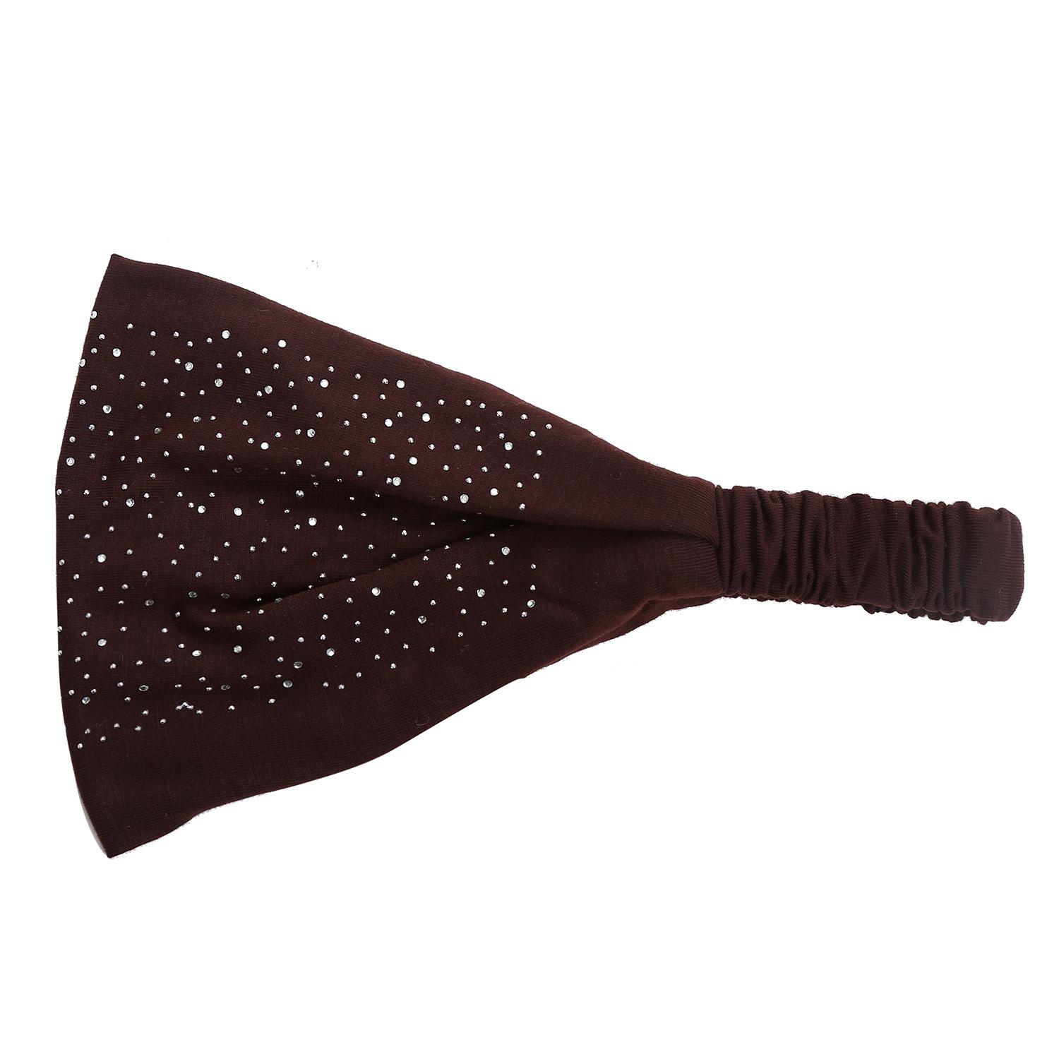 

Однотонная повязка на голову со стразами, широкая эластичная повязка для волос, женская спортивная повязка для йоги, головной убор. темно-коричневого