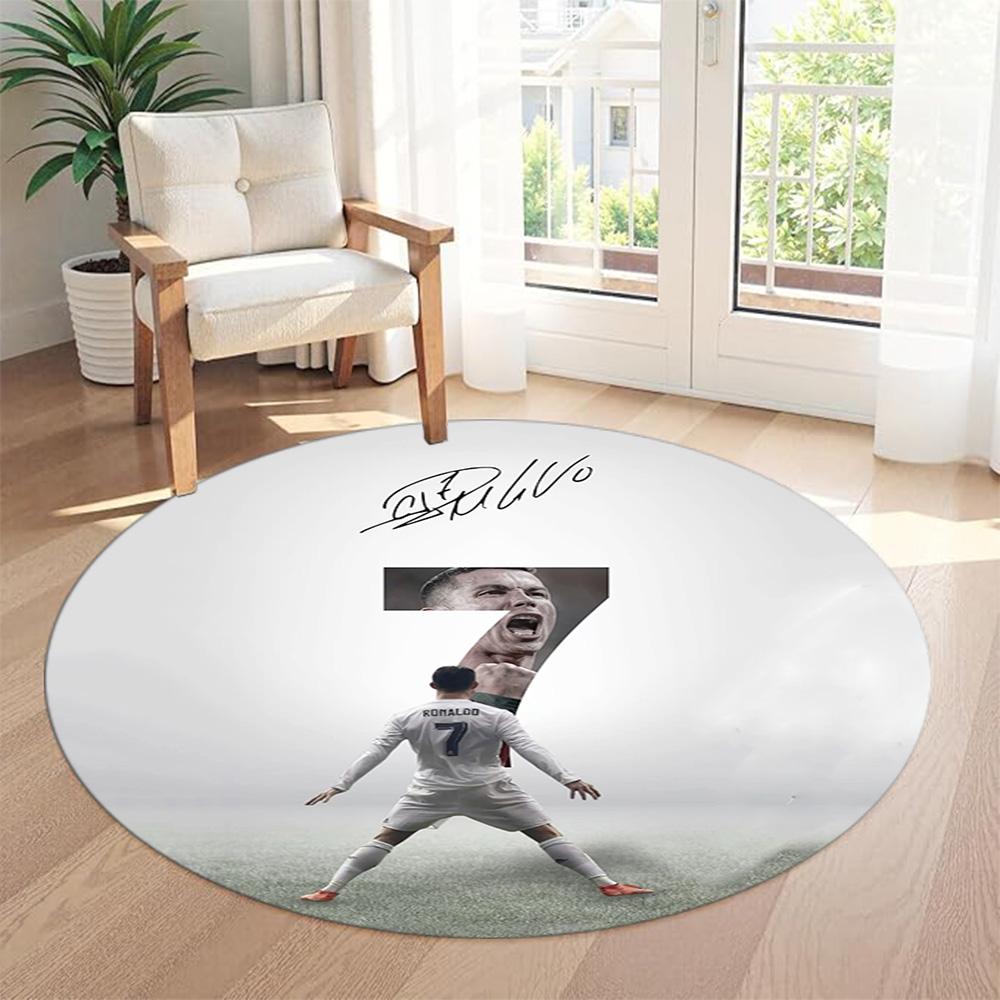 Cristiano Ronaldo Round Area Rug Perfect for Entryway Foyer Living Rooms Decorate room Antislip Round Carpet Office home decor