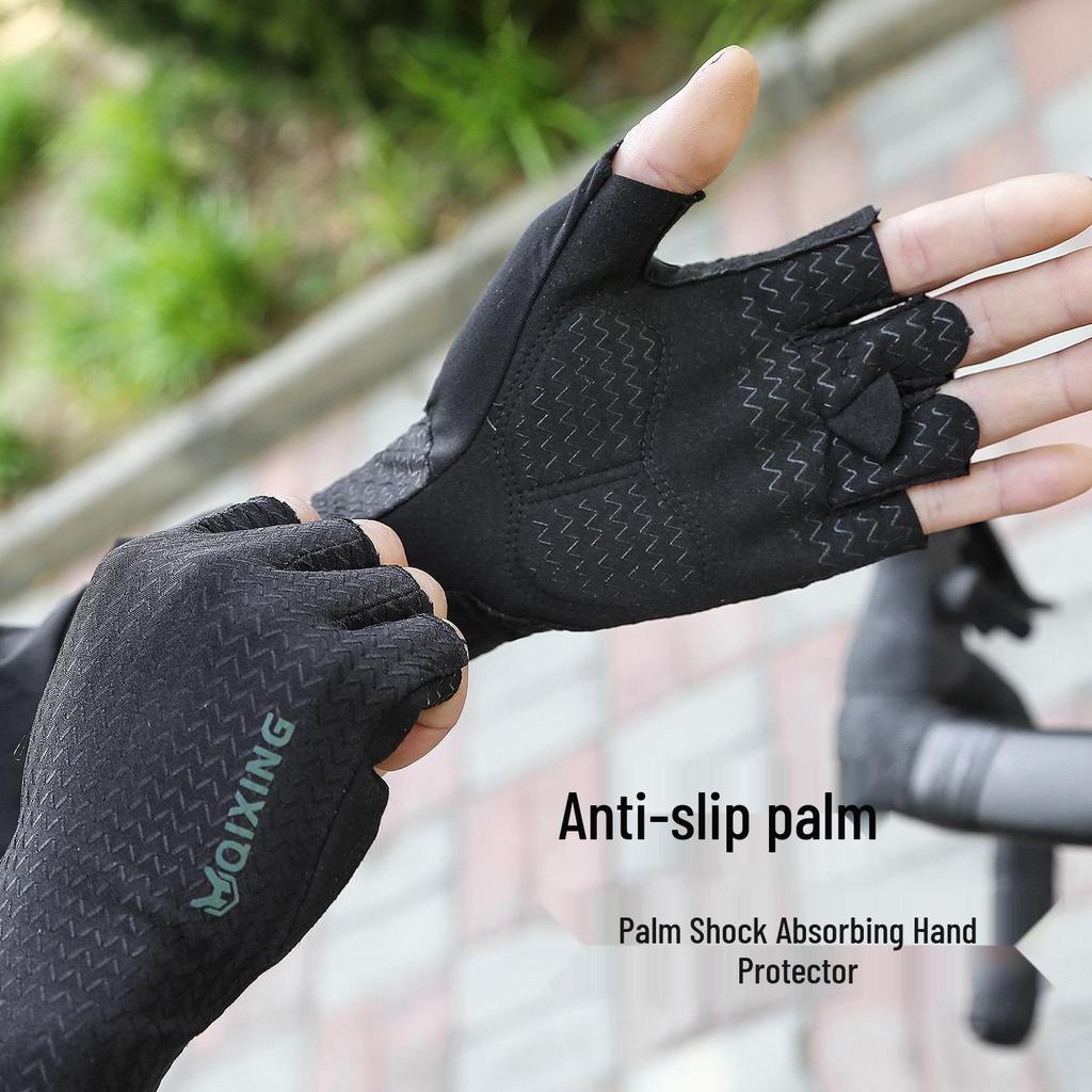 Unisex Half-Finger Cycling Gloves: Non-Slip, Shock-Absorbent, Sun-Protective, Ideal for Mountain and Road Biking.