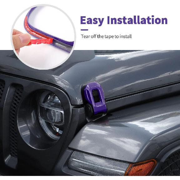 Hood Latch Lock Catch Brackets Cover Trim Fit for 2018-2025 Jeep Wrangler JL JLU & Gladiator JT(Purple)