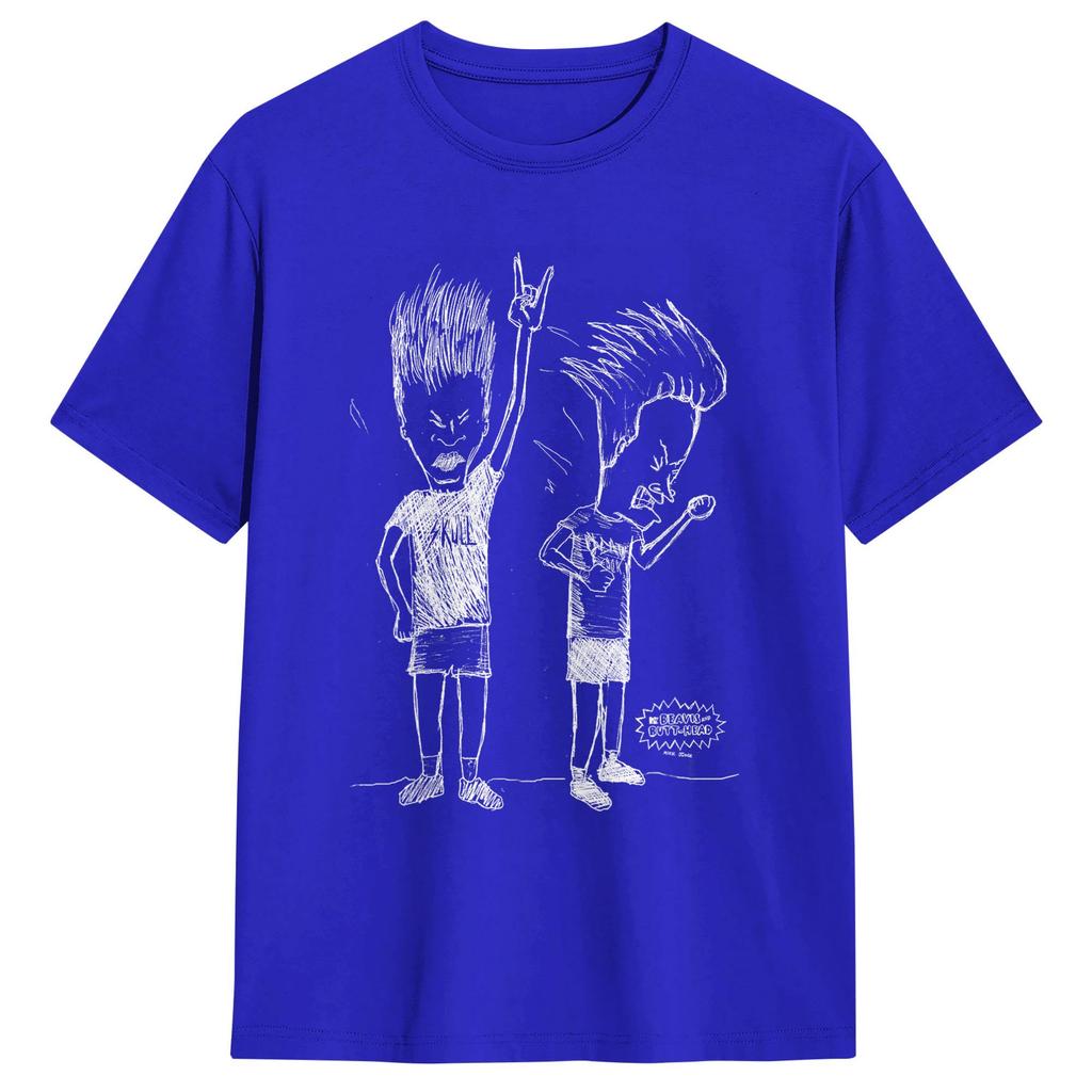 Beavis and ButtHead Head Bang Sketch TShirt for Men  Funny Pure Cotton Tees O Neck Short Sleeve T Shirts New Arrival Tops