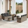 vidaXL 9-Piece Garden Sofa Set with Gray Cushions Poly Rattan Acacia 3364043