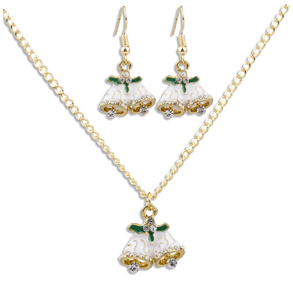 Women Girl Christmas Necklace Earring Set Alloy Plating Neck Chains Dangle Ear Loop Jewelry Gifts
