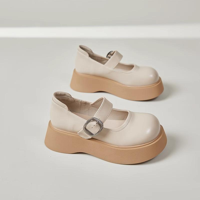 

Gu Yunshu Platform Mary Jane Small Leather Shoes Women s 2025 Spring New Retro British Style Shallow Mouth One-word Strap Shoes 38