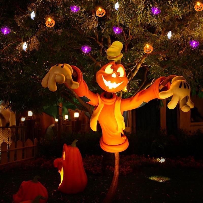 Halloween String Lights with Timer 20 LED Ghost Bat Pumpkin Light 8 Lighting Modes Waterproof for Halloween Party Decor 3 Meters