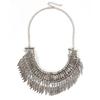 Plated Silver Retro Pendant Necklace With Carved Leaf Tassel Design Gifts For