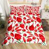 Red Chili Duvet Cover Pepper Bedding Set for Kids Boy Room Decor Farm Vegetable Comforter Cover Set Queen Size Yummy 3Pcs Zipper