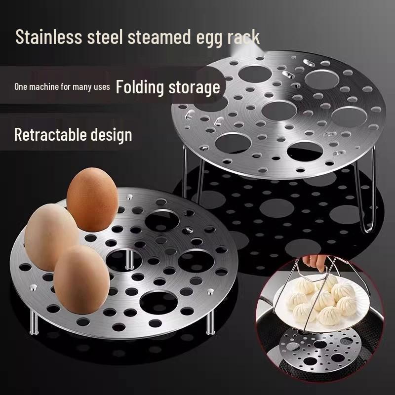 Foldable Stainless Steel Multi-Functional Egg Steaming Rack