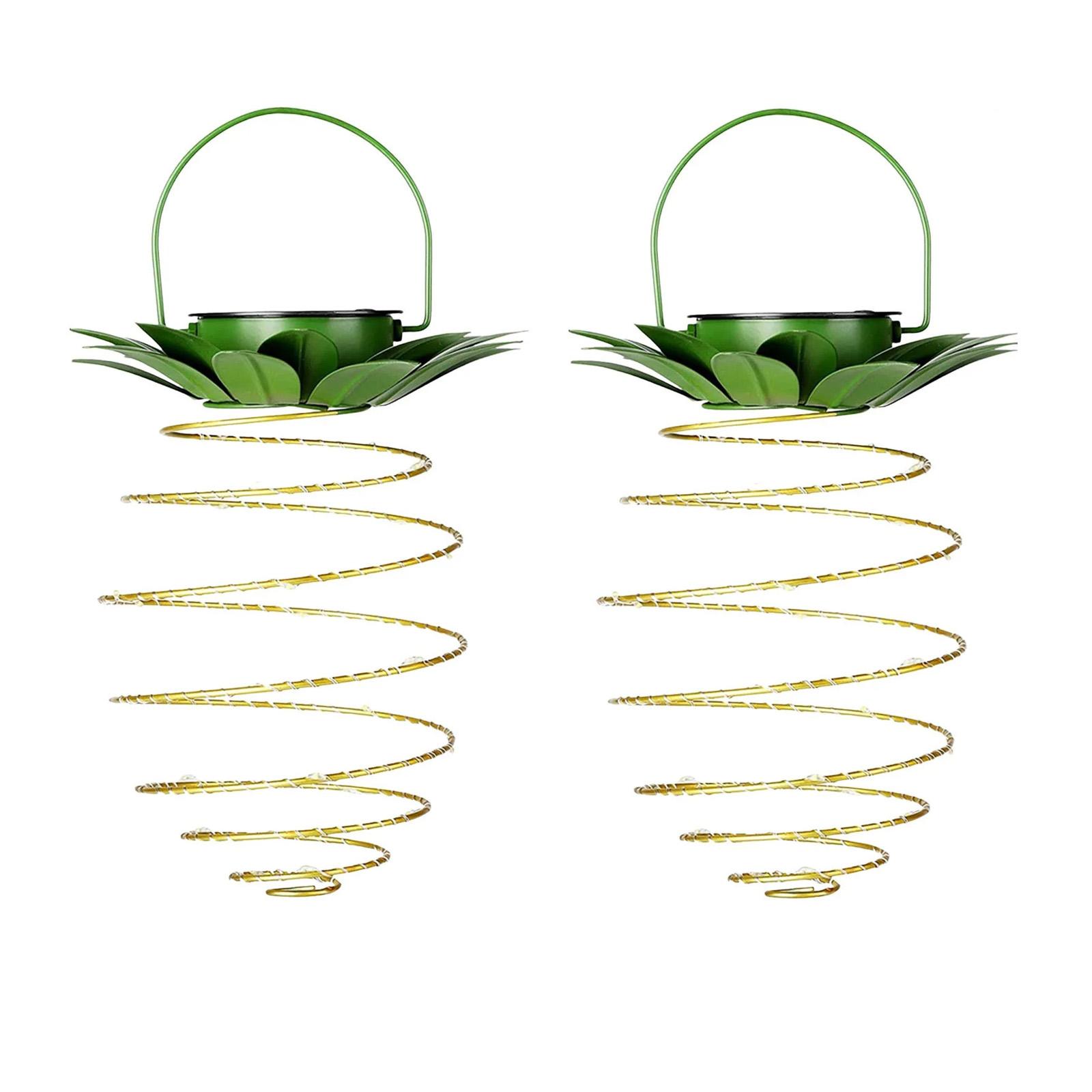 

2 Pack 60 LED Solar Powered Waterproof Pineapple String Lights Spiral Hanging Lanterns Outdoor Garden Decorative Lighting