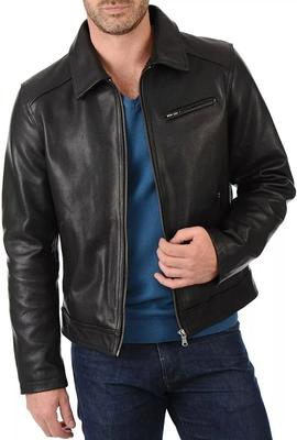 Black Fashionable Stylish Genuine Lambskin Handmade Leather Men's Jacket Motorcycle Biker