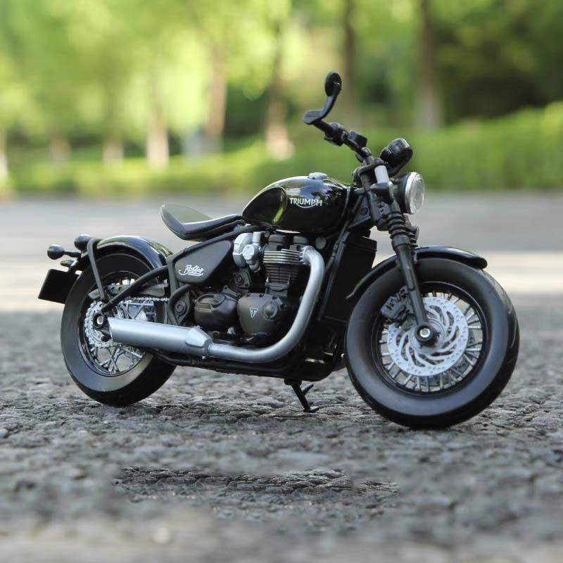 Welly 1/12 Scale Triumph Bonneville Bobber Alloy Miniature Motorcycle Model Toy Simulation Diecast Metal Children Toy Motorcycle Gift
