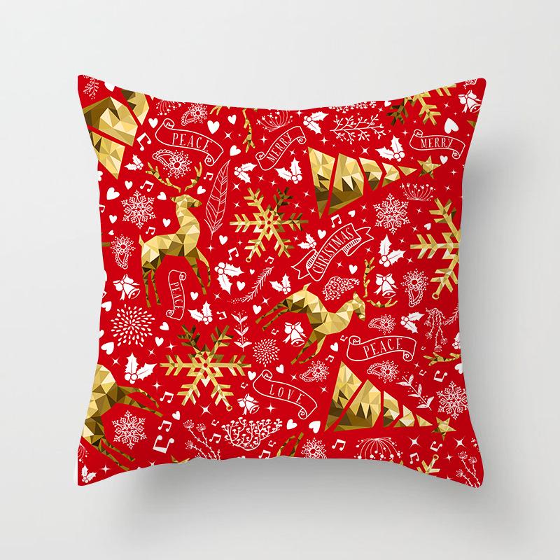 Red Christmas Tree Snowflake Elk Cushion Cover Christmas Pillowcase Home Holiday Decorations New Year Gift