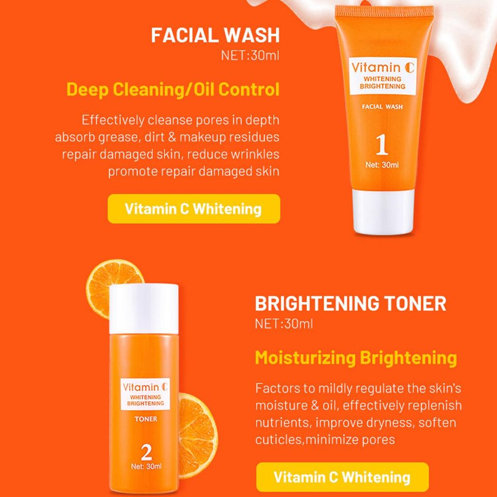 Travel Skin Care Set, Hyaluronic Set, Cleansing And Moisturizing Facial Care Set, Brightening Skin Tone 4pcs(30ml+30ml+10ml+15g)