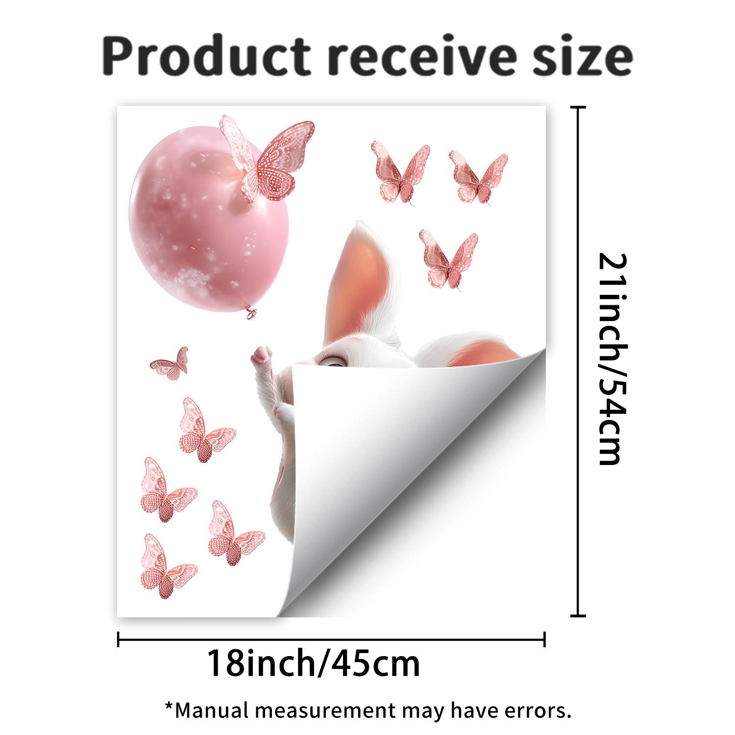 

Cute Rabbit Butterfly Pink Balloon Embellished with Self-adhesive Sticker