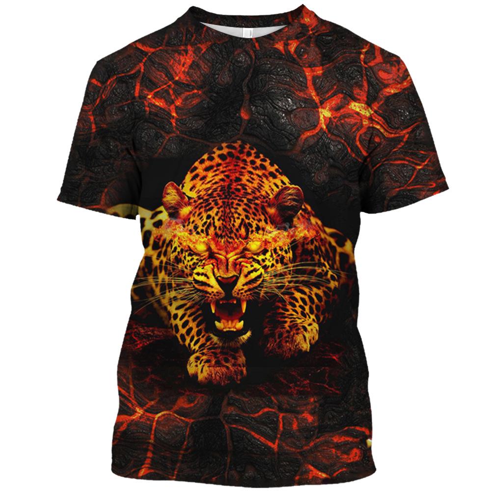Summer Round Neck 3D Various Animal Patterns Print Top Fashionable Casual Short Sleeved Men's T-shirts
